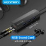 Vention Hub USB 3.0 CHIBB con 3 puertos USB, 1 Micro USB PD y tarjeta de sonido, Gris